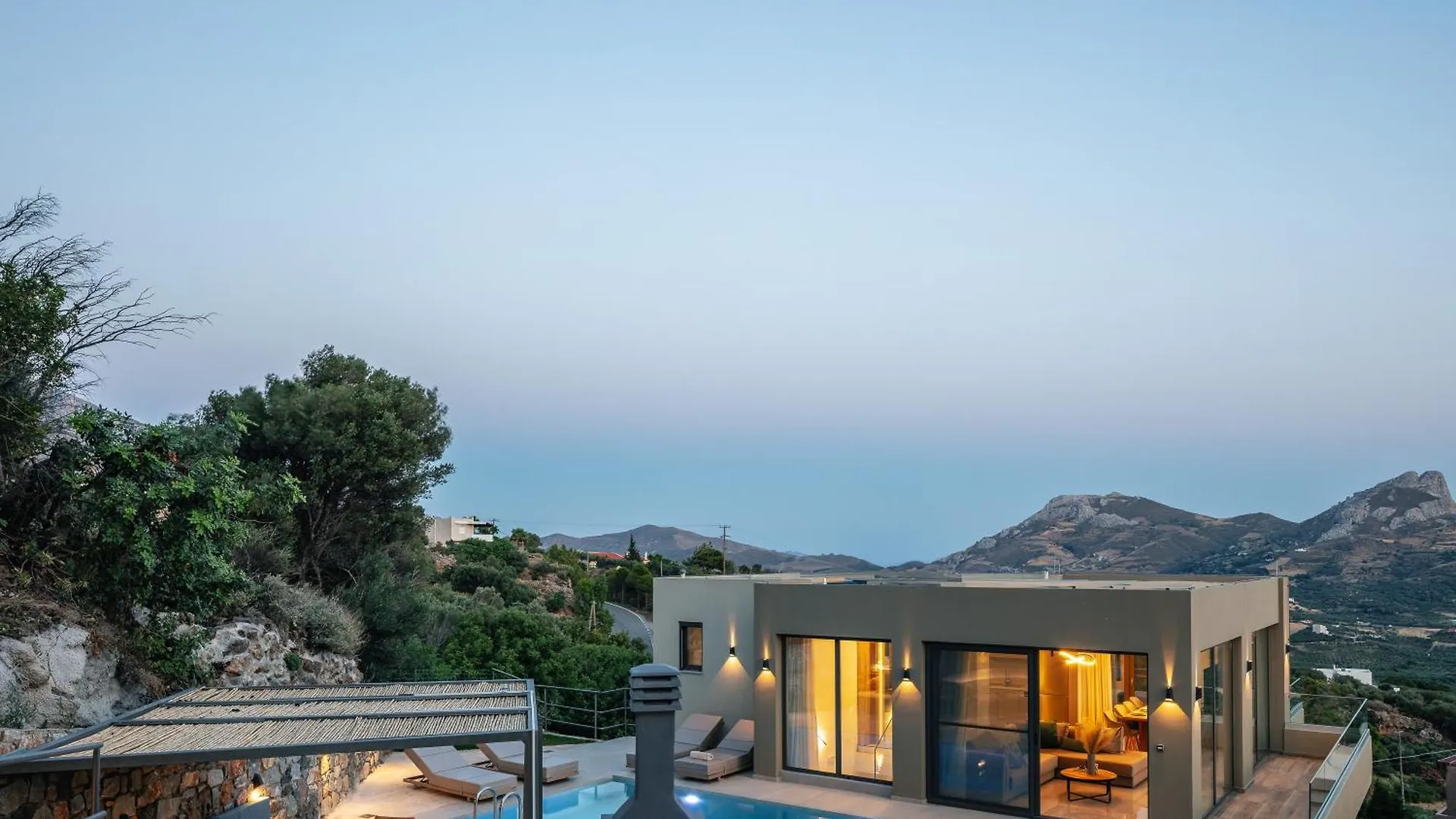 Sigma Villa, Private Swimming Pool Garden, Panoramic Sunset Rethymno
